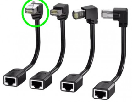 כבל  RJ45 CAT6 FTP BC באורך 15 ס"מ מזכר זווית למעלה לנקבה