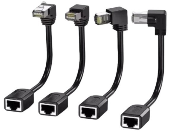 כבל  RJ45 CAT6 FTP BC באורך 15 ס"מ מזכר זווית ימין לנקבה