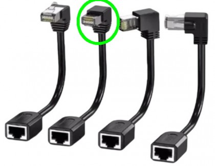 כבל  RJ45 CAT6 FTP BC באורך 15 ס"מ מזכר זווית למטה לנקבה