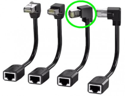 כבל  RJ45 CAT6 FTP BC באורך 15 ס"מ מזכר זווית שמאל לנקבה