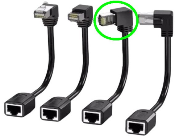 כבל  RJ45 CAT6 FTP BC באורך 15 ס"מ מזכר זווית שמאל לנקבה