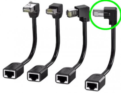 כבל  RJ45 CAT6 FTP BC באורך 15 ס"מ מזכר זווית ימין לנקבה