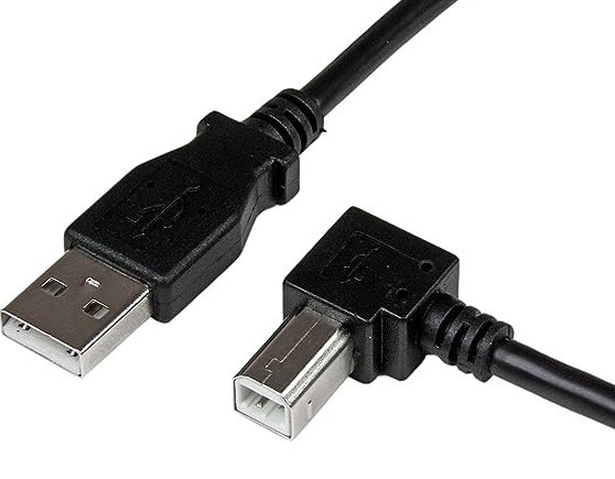 כבל USB2.0 שטוח A - ריבוע B זוויתי, 1.8 מטר