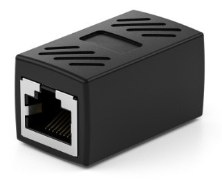 מתאם RJ45 CAT6 נקבה-נקבה מסוכך עם כיסוי פלסטיק שחור