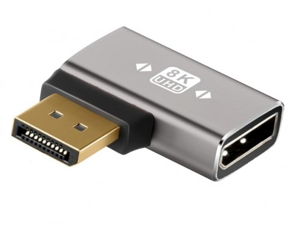 מתאם זוויתי DISPLAYPORT 1.4 8K@60HZ זכר-נקבה לצד שמאל