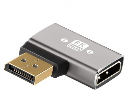 מתאם זוויתי DISPLAYPORT 1.4 8K@60HZ זכר-נקבה לצד ימין