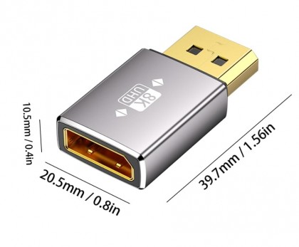 מתאם DISPLAYPORT 1.4 8K@60HZ זכר-נקבה