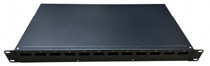 פנל אופטי פרימיום 1U ל-12xSC כפול או 12xLC קוואד, כולל מגש היתוך וברגים למתאמים