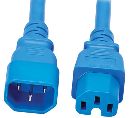 כבל מתח C14-C15 עם שגם תיקני 3x0.75 באורך 1.8 מטר כחול