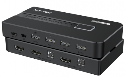 קופסת מיתוג KVM מ-2 מחשבים לעמדת עבודה אחת 4K@60hz HDMI + USB