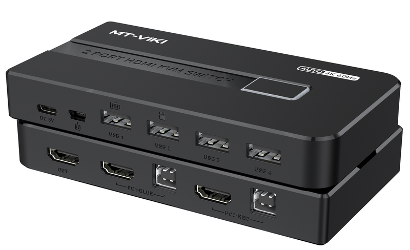 קופסת מיתוג KVM מ-4 מחשבים לעמדת עבודה אחת 4K@60hz HDMI + USB