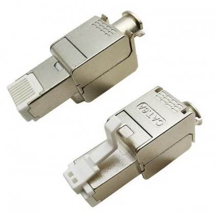 קונקטור RJ45 זכר קצר מסוכך להרכבה על כבל CAT6a / CAT7 ללא צורך בכלים