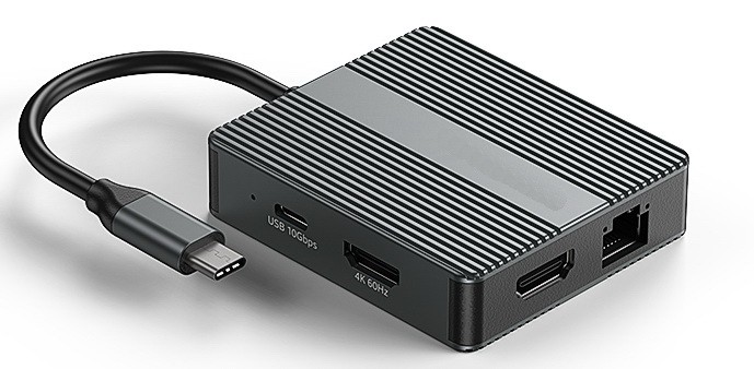 מולטיפורט USB C ל-7 חיבורים HDMI (4K60) x2 + RJ45 LAN + 2*USB A 10G + USB C 10G + USB C PD 100W