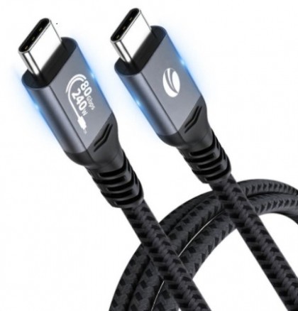 כבל  80Gbps 240W 8K@60HZ USB 4.0 V2.0, תקע USB C זכר - C זכר 0.5 מטר