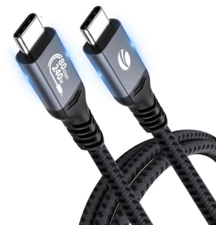 כבל  80Gbps 240W 8K@60HZ USB 4.0 V2.0, תקע USB C זכר - C זכר 0.5 מטר
