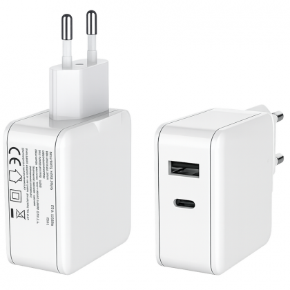מטען קיר GaN 65W מהיר – USB-C + USB-A | תמיכה PD 3.0 / PPS / QC 4+