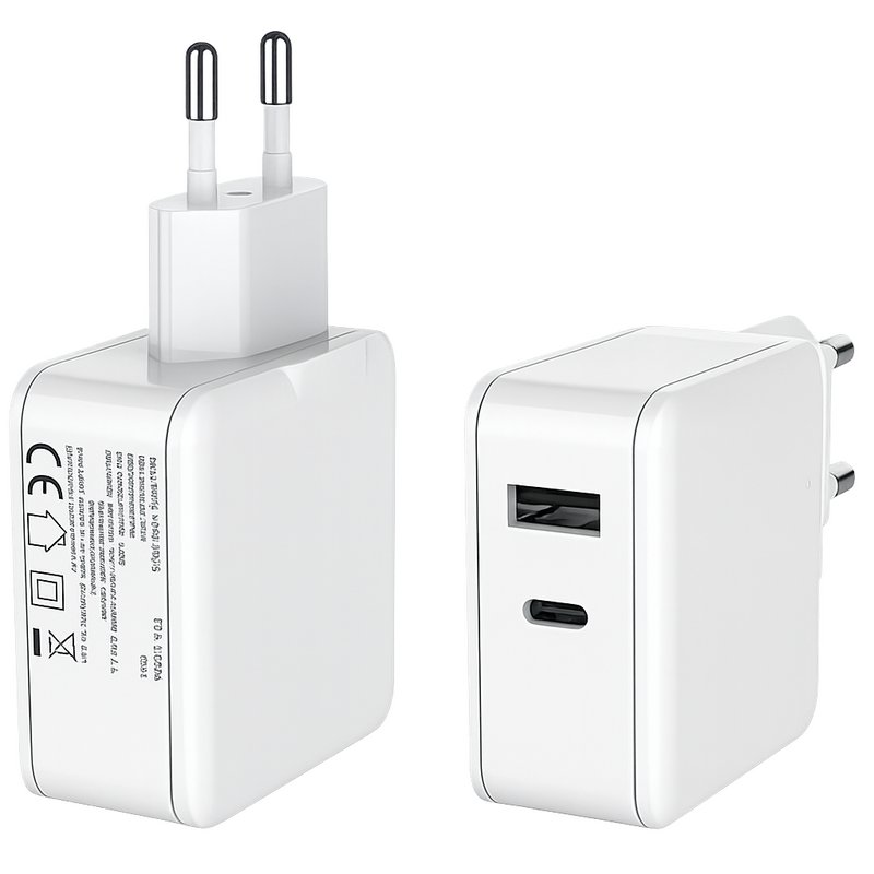 מטען קיר GaN 65W מהיר – USB-C + USB-A | תמיכה PD 3.0 / PPS / QC 4+