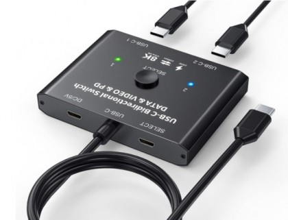 ממתג USB-C דו-כיווני 2x1 / 1x2 תומך אודיו וידאו 8K