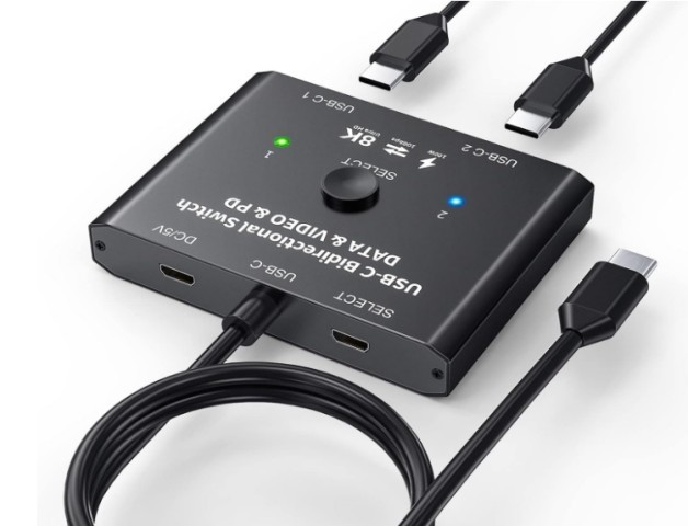 ממתג USB-C דו-כיווני 2x1 / 1x2 תומך אודיו וידאו 8K