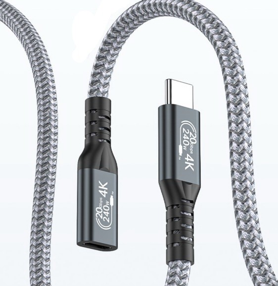 כבל מאריך 20Gbps 240W USB3.2 GEN2, תקע USB C זכר - C נקבה, תומך אודיו/וידאו 4k@60hz באורך 5 מטר TopX