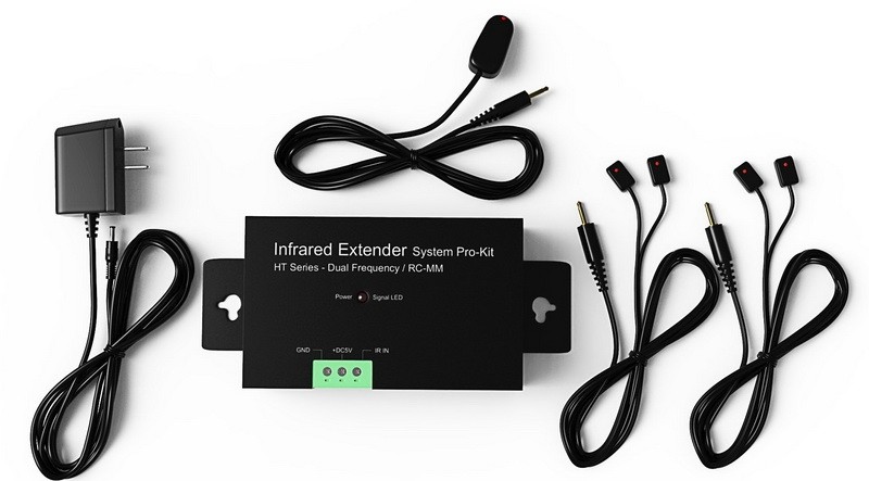 סט עיניות להארכת טווח שידור השלט, עם 4 עיניות שידור IR, עם אפשרות להגדלת מספר עיניות שידור וקליטה