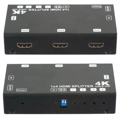 מפצל HDMI 2.0 מוגבר ל-4 מסכים בו זמנית, תומך 4K@60hz איכותי