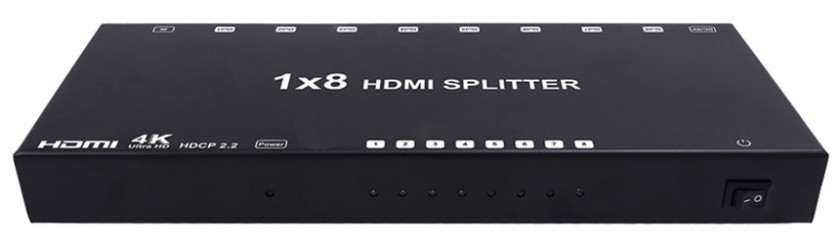 מפצל HDMI 2.0 מקצועי מוגבר HEAVY DUTY ל-8 מסכים בו זמנית, תומך 4K@60Hz + HDCP2.2
