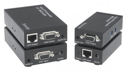 מרחיק VGA + אודיו על גבי כבל רשת יחיד CAT5e / CAT6 עד רזולוציה 1920x1200, עד 300 מטר