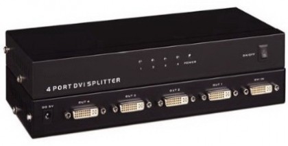 מפצל DVI מוגבר ל-4 מסכים בו זמנית