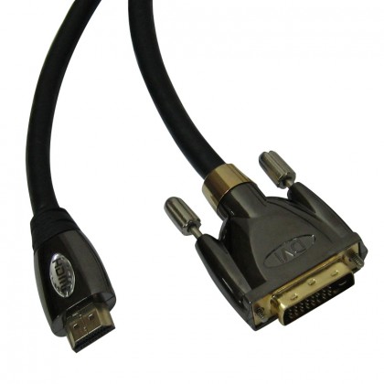 כבל HDMI - DVI מקצועי 24AWG עם ראשים מתכתיים באורך 1.8 מטר
