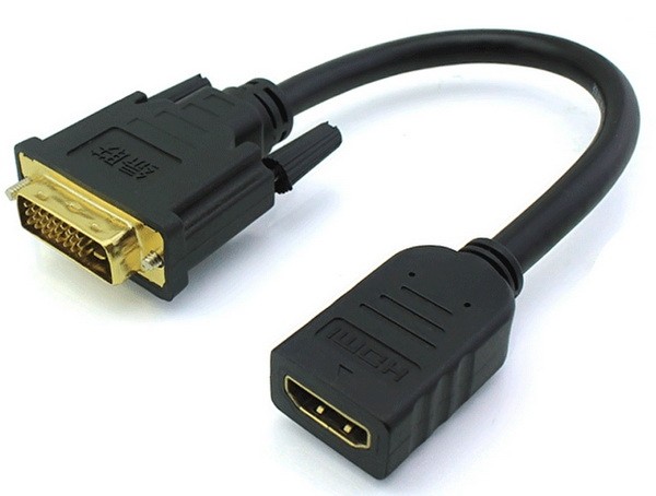 כבל מתאם DVI זכר - HDMI נקבה, 0.15 מטר