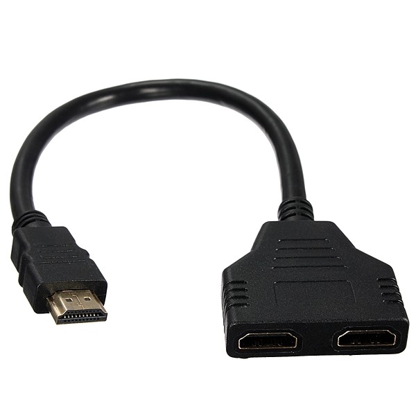 כבל מפצל HDMI זכר - 2xHDMI נקבה, מוזהב, 20 ס"מ    (ראה הערות למוצר לפני רכישה !)