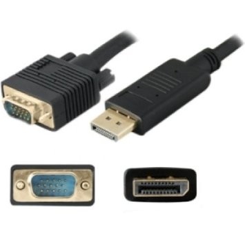 כבל DISPLAYPORT זכר - VGA זכר, 1.8 מטר, אקונומי