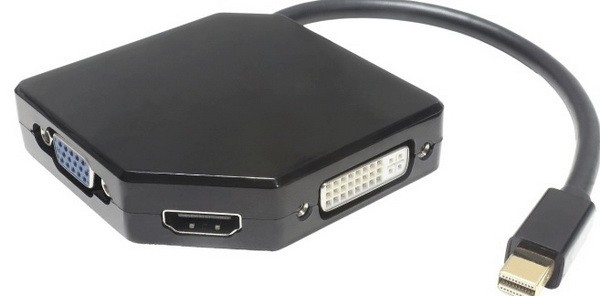 כבל מתאם מיני DISPLAY PORT אוניברסלי ל-HDMI + DVI + VGA נקבות, תומך אודיו ב-HDMI