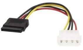 כבל כוח MOLEX זכר - SATA נקבה באורך 15 ס"מ