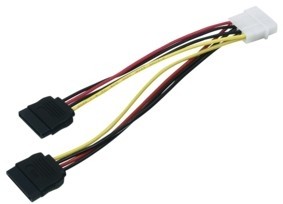 כבל כוח 2xSATA - MOLEX באורך 15 ס"מ