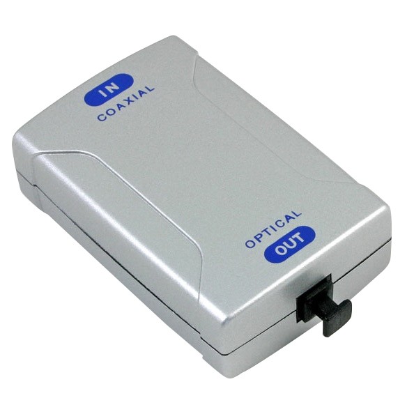 ממיר אודיו דיגיטלי RCA קואקס ל- Toslink אופטי (ממיר בין 2 פורמטי שידור דיגיטליים)
