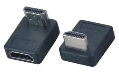 מתאם זוויתי HDMI קצר ב-90 מעלות - הכבל מנותב למטה