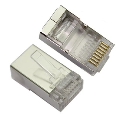 תקע RJ45 CAT5e/CAT6 מסוכך לכבלי רשת (8 מסילות בשורה אחת)