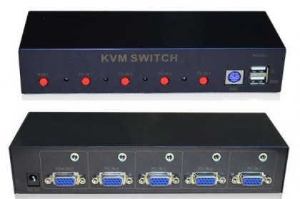 קופסת מיתוג KVM איכותית מ-4 מחשבים לעמדת עבודה אחת VGA+USB+AUDIO + כבלים + ספק כוח