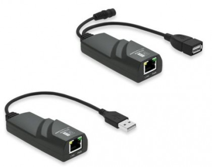 מרחיק USB2.0 על גבי כבל רשת CAT5e/6/7 עם ספק כוח, עד 50 מטר