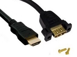 כבל HDMI זכר-נקבה לפנל באורך 50 ס"מ + ברגים