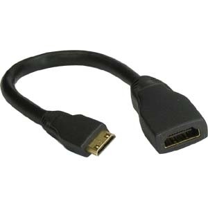 כבל מתאם HDMI נקבה למיני HDMI זכר, באורך 15 ס"מ