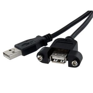 כבל USB2.0 מאריך מזכר - לנקבה על פאנל + ברגים, 3 מטר