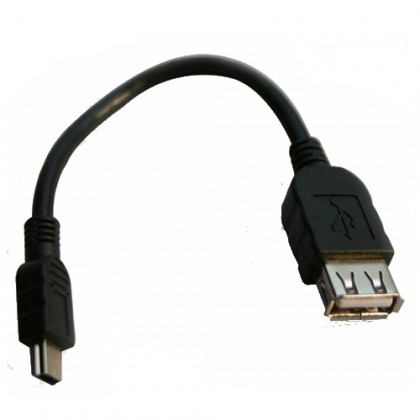 כבל OTG מ-MINI USB B זכר - USB נקבה באורך 20 ס"מ