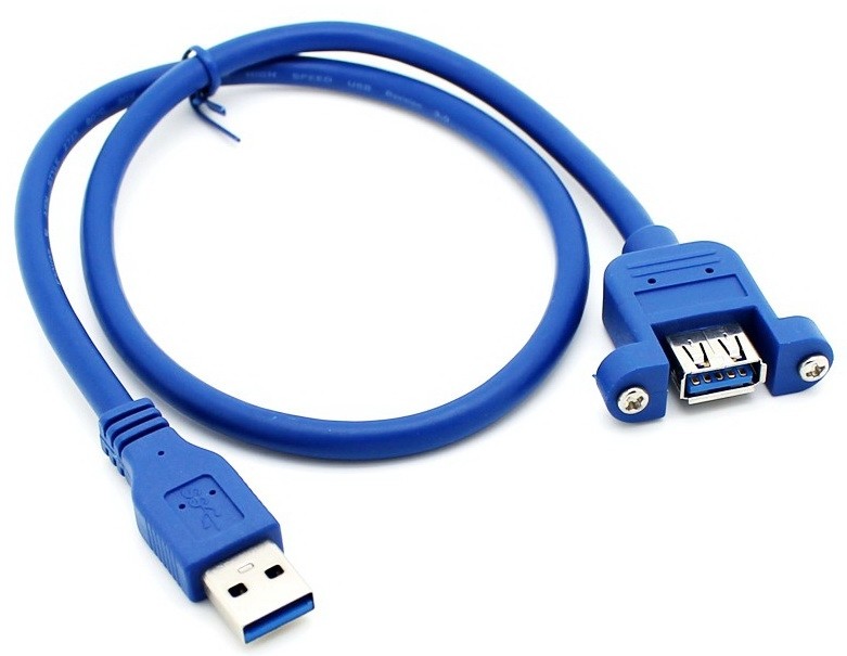 כבל USB3.0 מאריך מזכר - לנקבה על פאנל + ברגים, 1 מטר