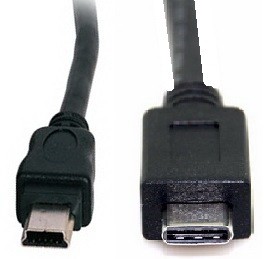 כבל USB תקע C זכר -  MINI B זכר 1 מטר