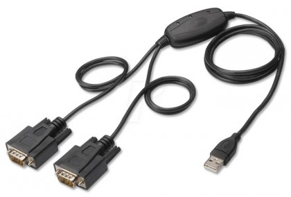 כבל מ-USB ל-2 חיבורים סיריאליים RS232, מקצועי עם צ'יפסט FTDI