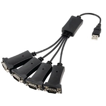 כבל מ-USB ל-4 חיבורים סיריאליים RS232, מקצועי עם צ'יפסט FTDI