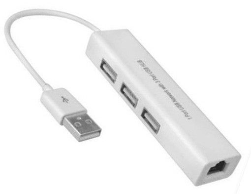 רכזת USB2.0 עם 3 פורטים + חיבור רשת LAN 10/100, תומך WIN 10